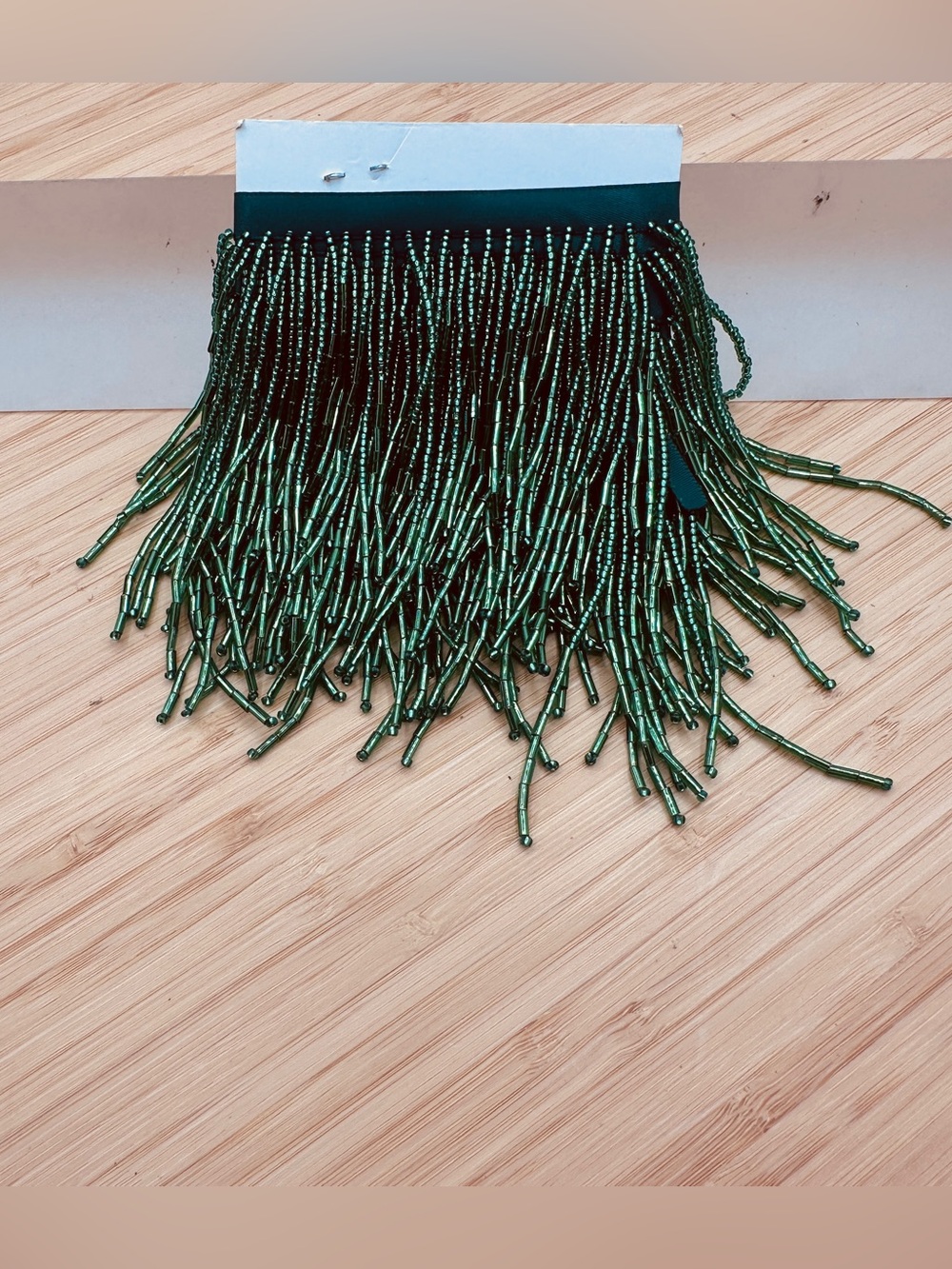 NEW! Green beaded fringe  trim by Labellezalady - 1 meter - an Art Deco dream!